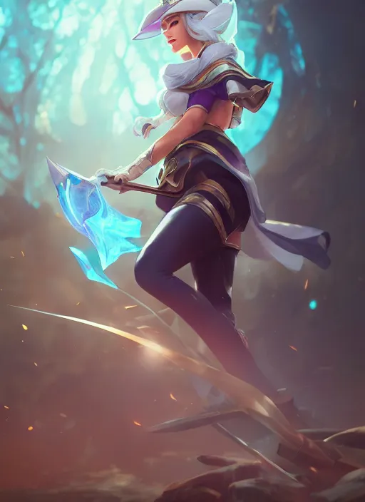 Image similar to ashe, league of legends splash art, path traced, octane render, highly detailed, high quality, digital painting, hd, alena aenami, lilia alvarado, shinji aramaki, karol bak, alphonse mucha, tom bagshaw