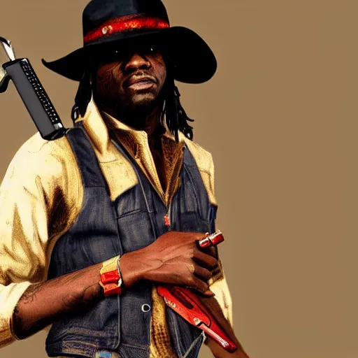 Prompt: Rapper Chief Keef In red dead redemption 2 digital art 4K quality super realistic