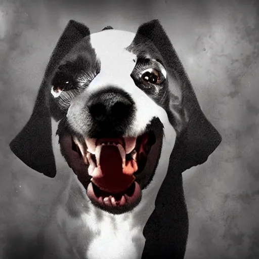 Prompt: a dog vampire, photomanipulation