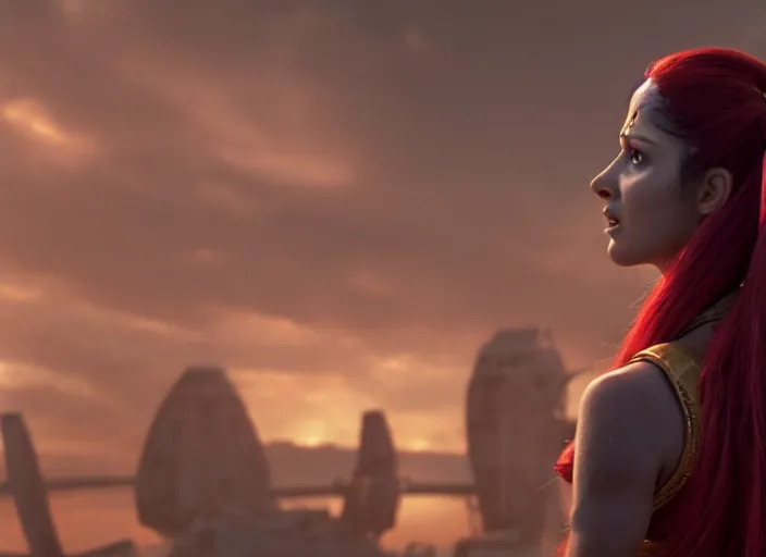 Prompt: film still of leela with a ponytail in the new scifi movie, 4 k