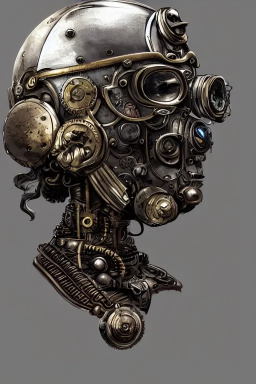 Image similar to steampunk helmet fantasy art mask robot ninja stylized digital illustration sharp focus, elegant intricate digital painting artstation concept art global illumination ray tracing advanced technology chaykin howard and campionpascale and cooke darwyn and davis jack