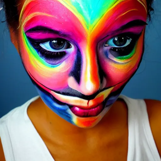 Prompt: Face painting heavily inspired in Liminal space in outer space, full face, artistic