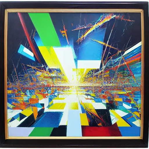 Image similar to abstract art representing momentum, oil painting by john berkey and gabriel dawe, masterwork