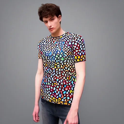 Prompt: a t shirt with a voronoi design