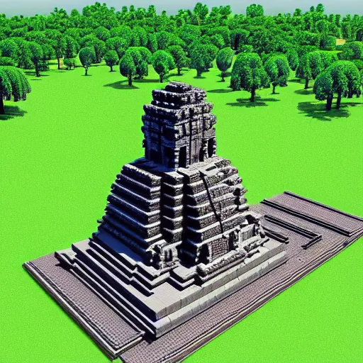 Prompt: 3d voxel image of The Bayon Temple, Angkor, Cambodia