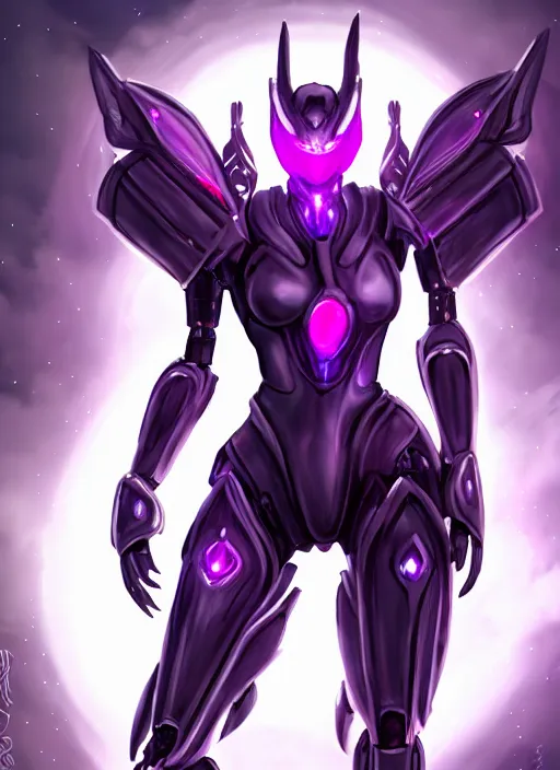 Image similar to cinematic goddess close shot, beautiful stunning anthropomorphic robot mecha female dragon, sleek head, metal ears, led purple eyes, smooth fuschia skin, smooth silver armor, floating in space, holding a galaxy, epic proportions, epic size, epic detail, furry art, dragon art, giantess art, warframe fanart, furaffinity, octane