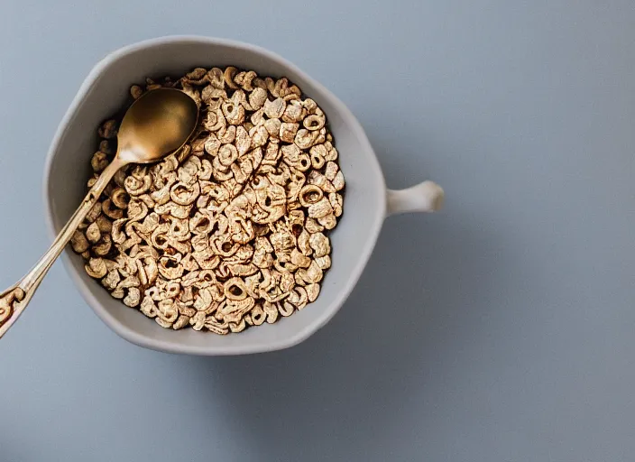 Image similar to dslr food photograph of a a bowl of cereal made of rusty nails and bolts with milk and a spoon in the bowl, 8 5 mm f 1. 8