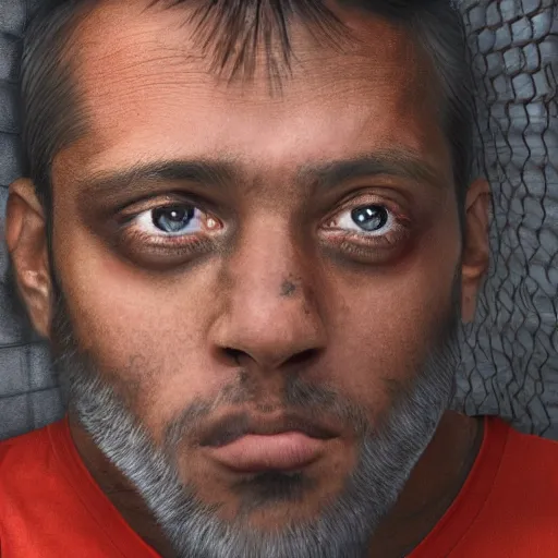 Prompt: ultradetailed portrait of a man in jail where his soul is coming out of his body and trying to escape
