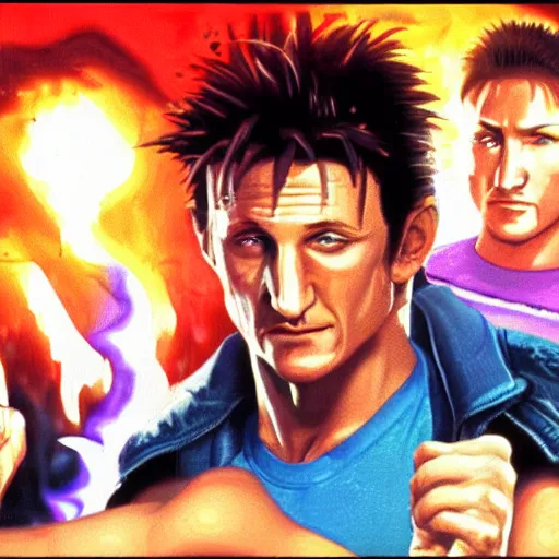 Image similar to portrait of sean penn in double dragon video game splash screen