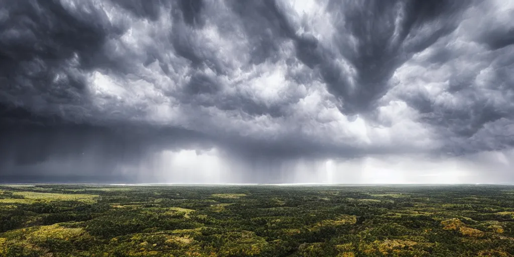 Image similar to detailed nature, layers, very detailed super storm, hyper realistic, impressive, very atmospheric, god ray, cinematic, deep, very high complexity, stunning, masterpiece, weather photography, very detailed. 4 k