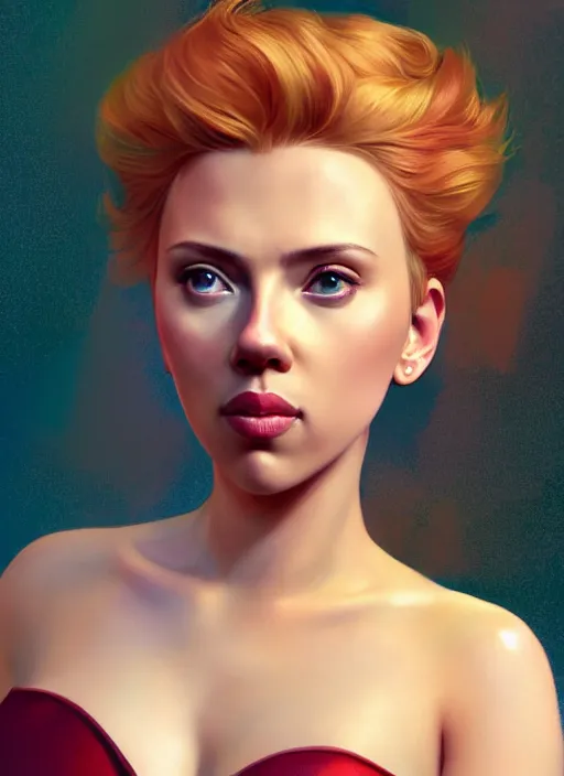 Image similar to scarlett johansson portrait as a disney princess, au naturel, hyper detailed, digital art, trending in artstation, cinematic lighting, studio quality, smooth render, unreal engine 5 rendered, octane rendered, art style by klimt and nixeu and ian sprigger and wlop and krenz cushart