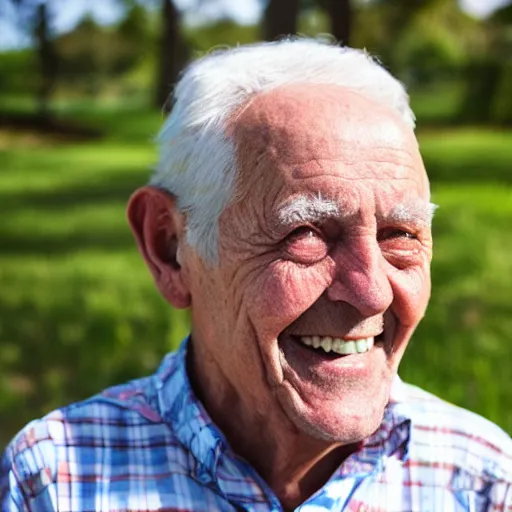 Image similar to a smiling old man seen from afar