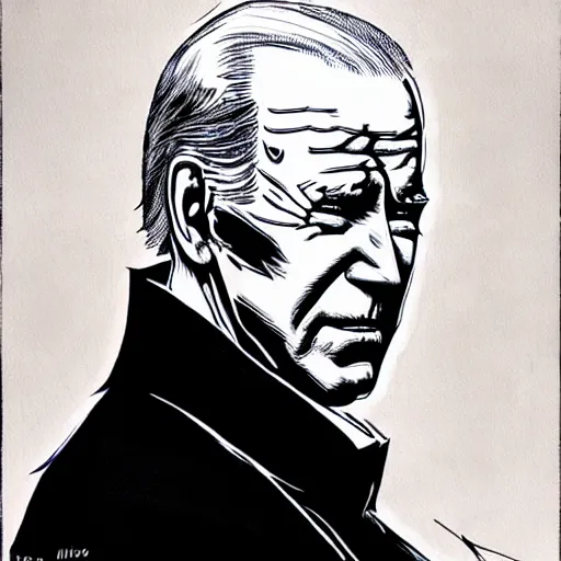 Image similar to Joe Biden looking sinister, by Tsutomu Nihei, highly detailed