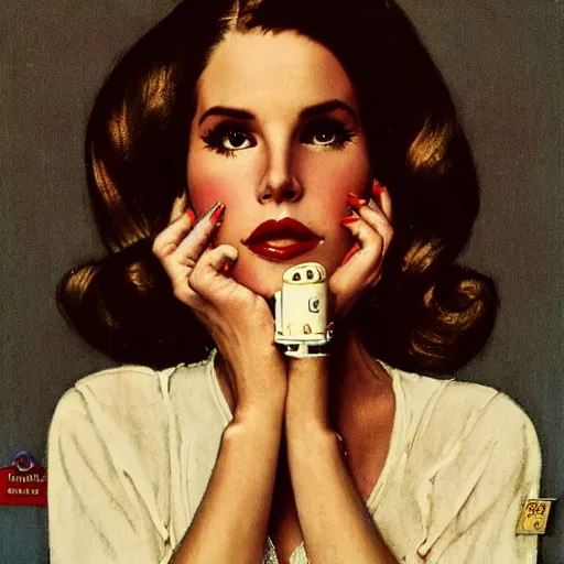 Image similar to lana del rey by norman rockwell