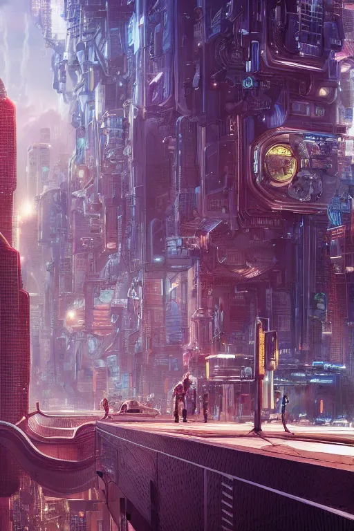 Image similar to a curly - haired cyborg in a retrofuturistic city by david a hardy and noriyoshi ohrai, highly detailed, cinematic composition, trending on artstation, octane render, 8 k