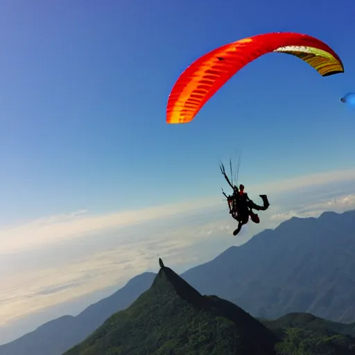 Image similar to sauron and mario making paraglider together above corcovado, fantasy