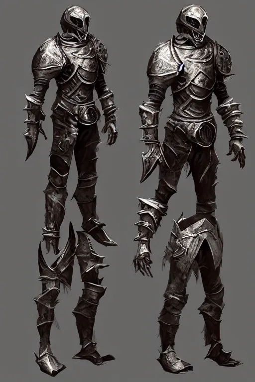 Prompt: a full body character design of an undead knight, average adult human proportions, burnt armor, flaming sword dark, high detail, gritty texture, Artstation