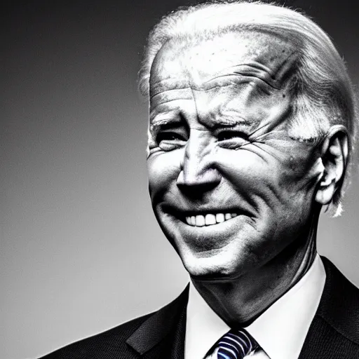 Prompt: Joe Biden as a police officer, black and white, high detail, portrait, close up, photorealistic, grit