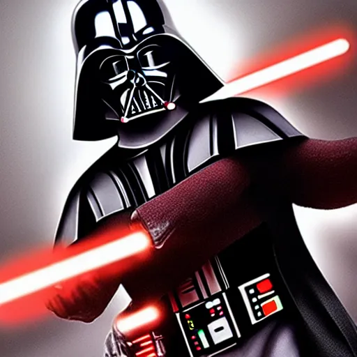 Prompt: darth vader showing masculine abs,