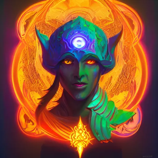 Prompt: glowing mage spell icon, d & d, gloomhaven, matte painting rpg skill concept art, art nouveau, swirly vibrant color lines, fantastically gaudy, aesthetic octane render, 8 k hd resolution, by ilya kuvshinov and cushart krentz and gilleard james