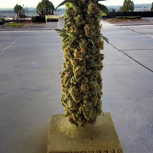 Prompt: beautiful giant marijuana bud as an obelisk