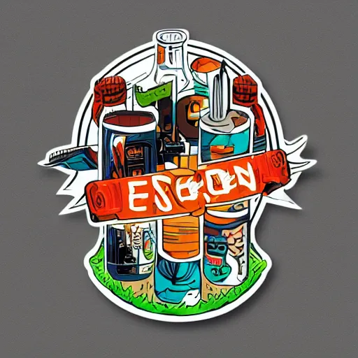 Image similar to in the style of max prentis and deathburger and laurie greasley a vector e-sports sticker logo of a ecosystem in a bottle, highly detailed, colourful, 8k wallpaper