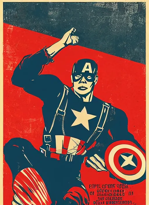 Image similar to Chris Evans Captain America Soviet Propaganda poster by Shepard Fairey, constructivist art, Organic Painting , Matte Painting, geometric shapes, collage, hard edges, graffiti, street art:2 by Shepard Fairey:4