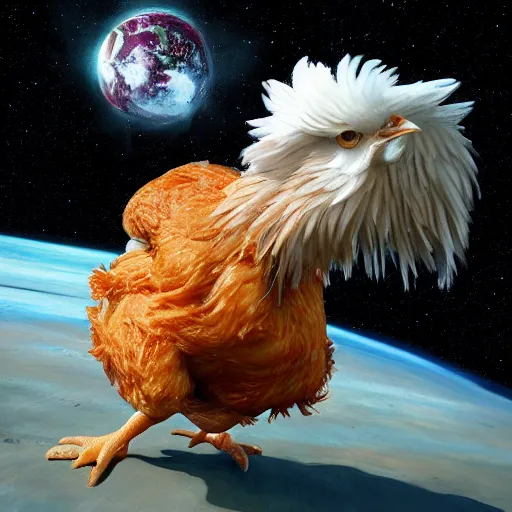 Image similar to Chicken eating the universe, ultra realistic, 8k 4k, highly detailed, award winning, trending on artstation