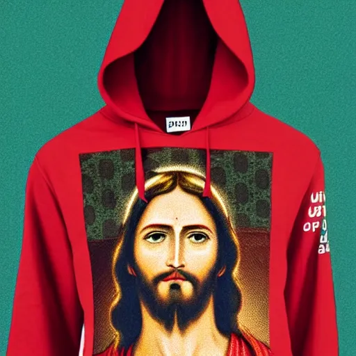 a photo of jesus wearing a supreme t - shirt | Stable Diffusion