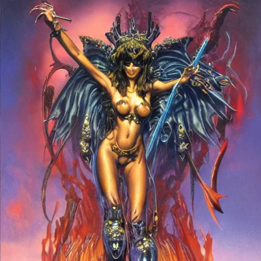 Image similar to the eternal Queen of the Underworld, concept art by Hajime Sorayama and Bruce Pennington