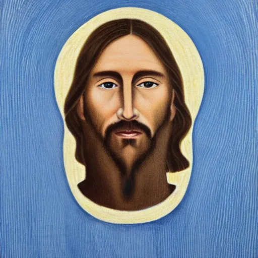 Prompt: portrait of jesus christ painted in the style of agnes martin