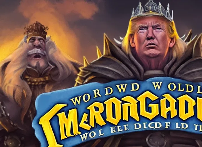 Image similar to donald trump as king of ironforge, world of warcraft