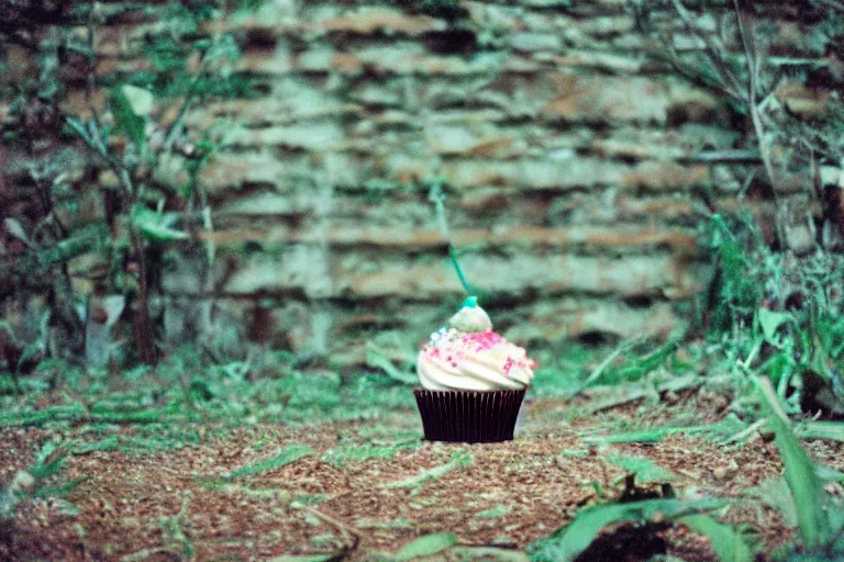 Image similar to a photo of a giant mutant cupcake crocodile in its natural habitat, kodak ektachrome e 1 0 0 photography