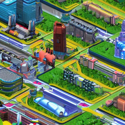 Prompt: simcity futurama