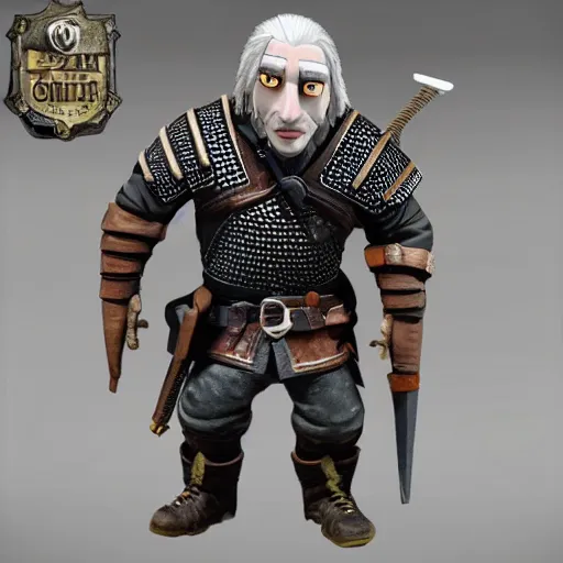 Prompt: Geralt of Rivia in the style of Wallace and Gromit animation