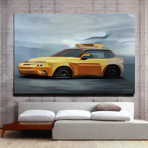 Image similar to sci-fi sport car f1 hatchback transport design organic smooth elastic forms 20% of canvas on the front; background wall structure on the coronation of napoleon painting 20% of canvas; by Jacques-Louis David, pinterest keyshot product render, cloudy plastic ceramic material shiny gloss water reflections, ultra high detail ultra realism, 4k