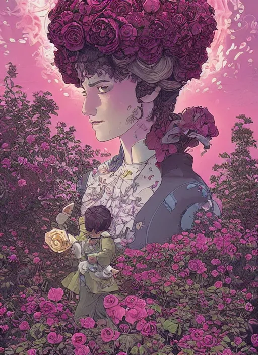 Prompt: a princess in the rose garden by josan gonzalez, katsuhiro otomo, andrew ferez, rule of thirds, beautiful