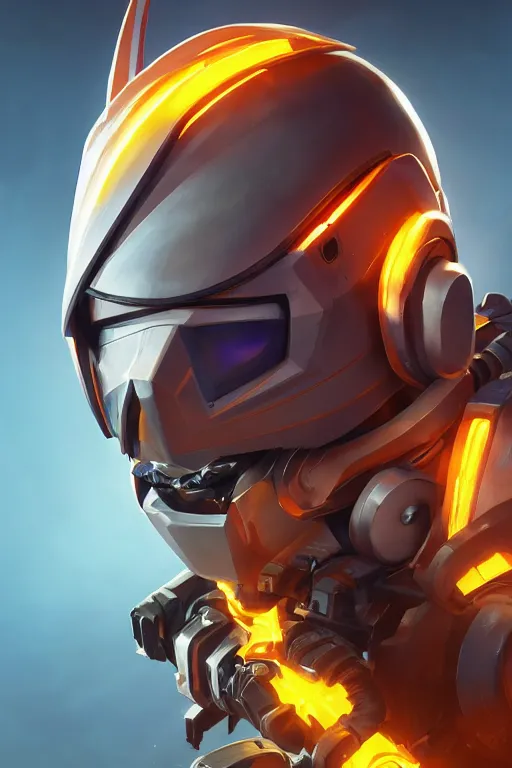 Image similar to epic mask helmet robot ninja portrait stylized as fornite style game design fanart by concept artist gervasio canda, behance hd by jesper ejsing, by rhads, makoto shinkai and lois van baarle, ilya kuvshinov, rossdraws global illumination radiating a glowing aura global illumination ray tracing hdr render in unreal engine 5