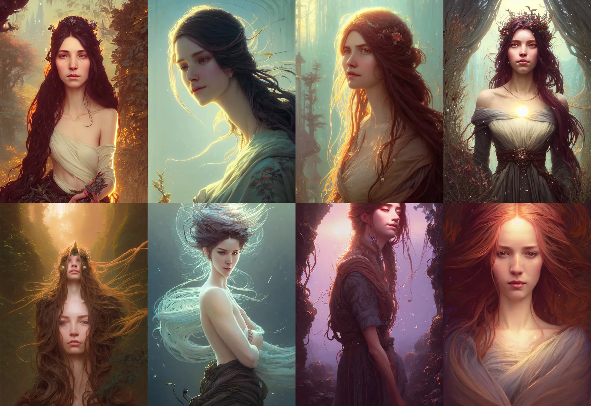 Image similar to highly detailed portrait of a woman with long hairs, stephen bliss, unreal engine, fantasy art by greg rutkowski, loish, rhads, ferdinand knab, makoto shinkai and lois van baarle, ilya kuvshinov, rossdraws, tom bagshaw, alphonse mucha, global illumination, radiant light, detailed and intricate environment