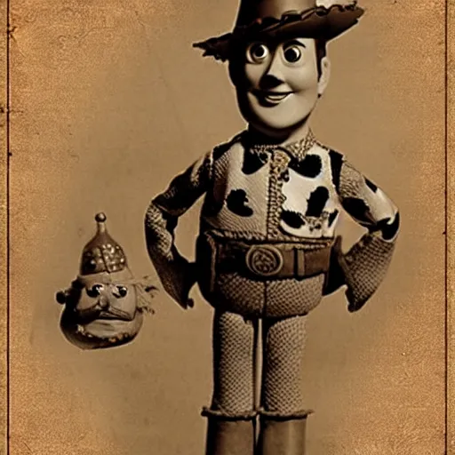 Image similar to toy story doll spider as a dnd gnome, steam punk style, 1920s photograph