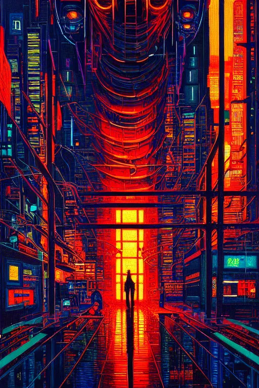 Prompt: beautiful cyberpunk acrylic painting, perfect lighting. professional design, intricate complexity, by dan mumford and by alberto giacometti, peter lindbergh, malevich, william stout