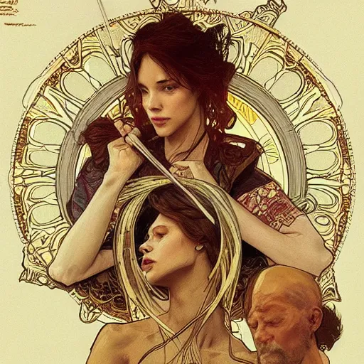 Image similar to amazing lifelike award winning pencil illustration of trev and Simon trending on art station artgerm Greg rutkowski alphonse mucha cinematic