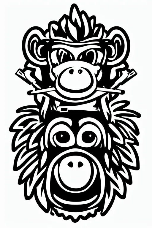 Image similar to Weed smoking monkey, sticker, andromorphic, colorful, illustration, highly detailed, simple, smooth and clean vector curves, no jagged lines, vector art, smooth