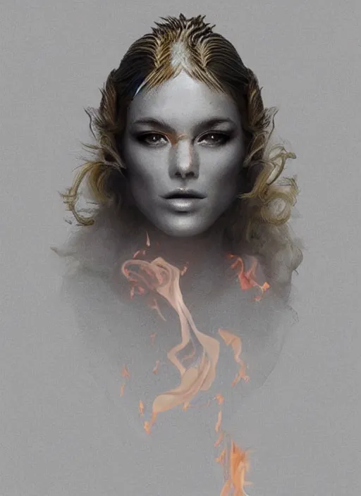 Image similar to sculpture made of flame, portrait, female, future, torch, fire, harper's bazaar, vogue, fashion magazine, intricate, concept art, close up, ornate, luxury, elite, elegant, trending on artstation, by ruan jia, by Kenneth Willardt, by ross tran, by WLOP, by Andrei Riabovitchev,