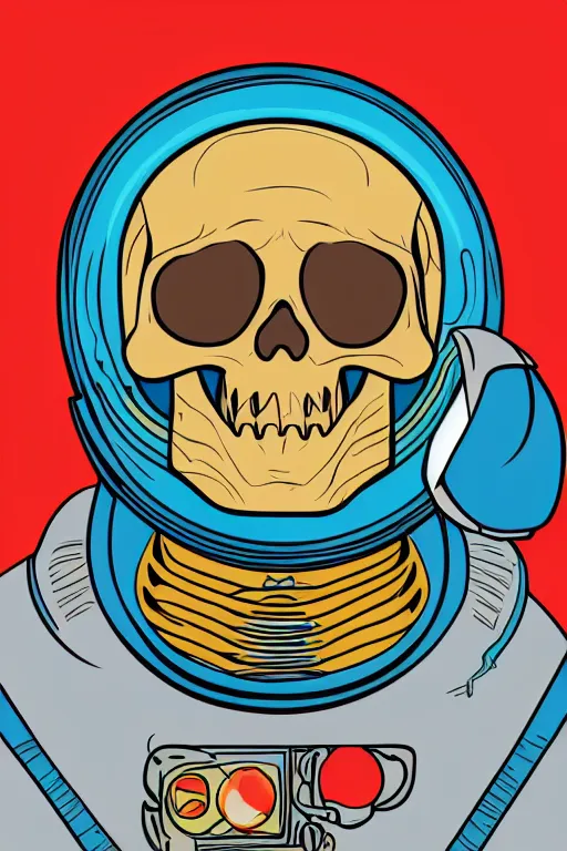 Image similar to portrait of a astronaut skeletor, art by steve simpson, sticker, colorful, illustration, highly detailed, simple, smooth and clean vector curves, no jagged lines, vector art, smooth