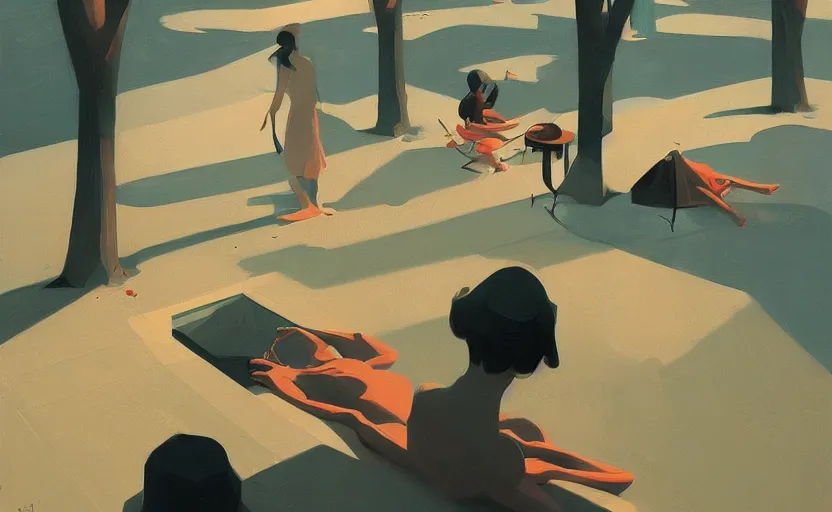 Image similar to the stream of consciousness by atey ghailan and escher and edward hopper, surreal