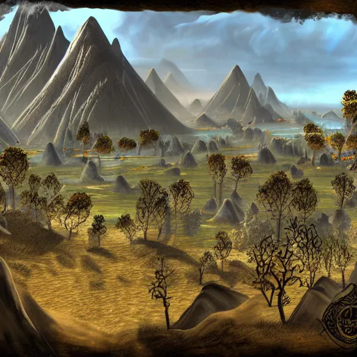 Image similar to morrowind landscape, highly detailed