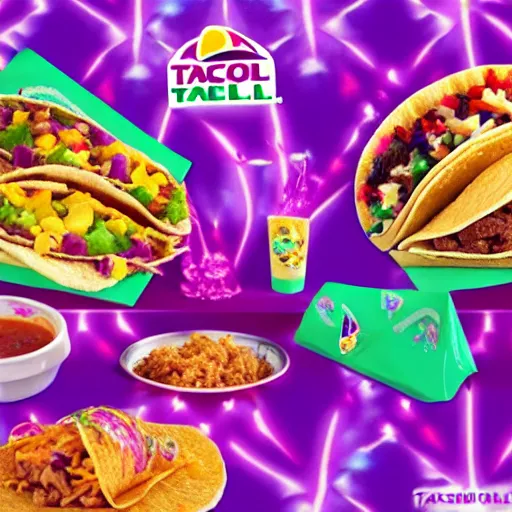 Image similar to taco bell made by lisa frank