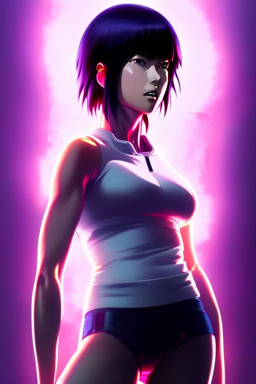 Prompt: a fullbody portrait of motoko kusanagi the major ghost in the shell connected to a supercomputer, stand alone complex, under repairs, maintenance by ilya kuvshinov, rossdraws, artgerm, sola digital arts, anti aliasing, raytracing