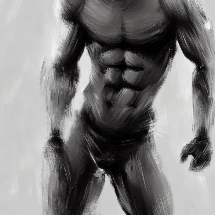 Prompt: closeup of a thin, athletic physique man's body imade of abstract, thick flowing dramatic brush strokes, no face, strong wind, white background, matte colors, impressionist, extreme motion, trending on artstation